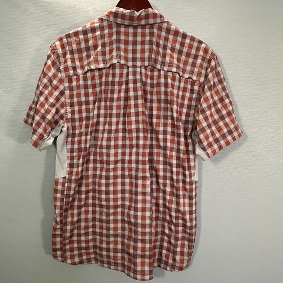 REI Coop Shirt Mens Small Button Up Orange Plaid Short Sleeve Breathable Pockets - Picture 9 of 9